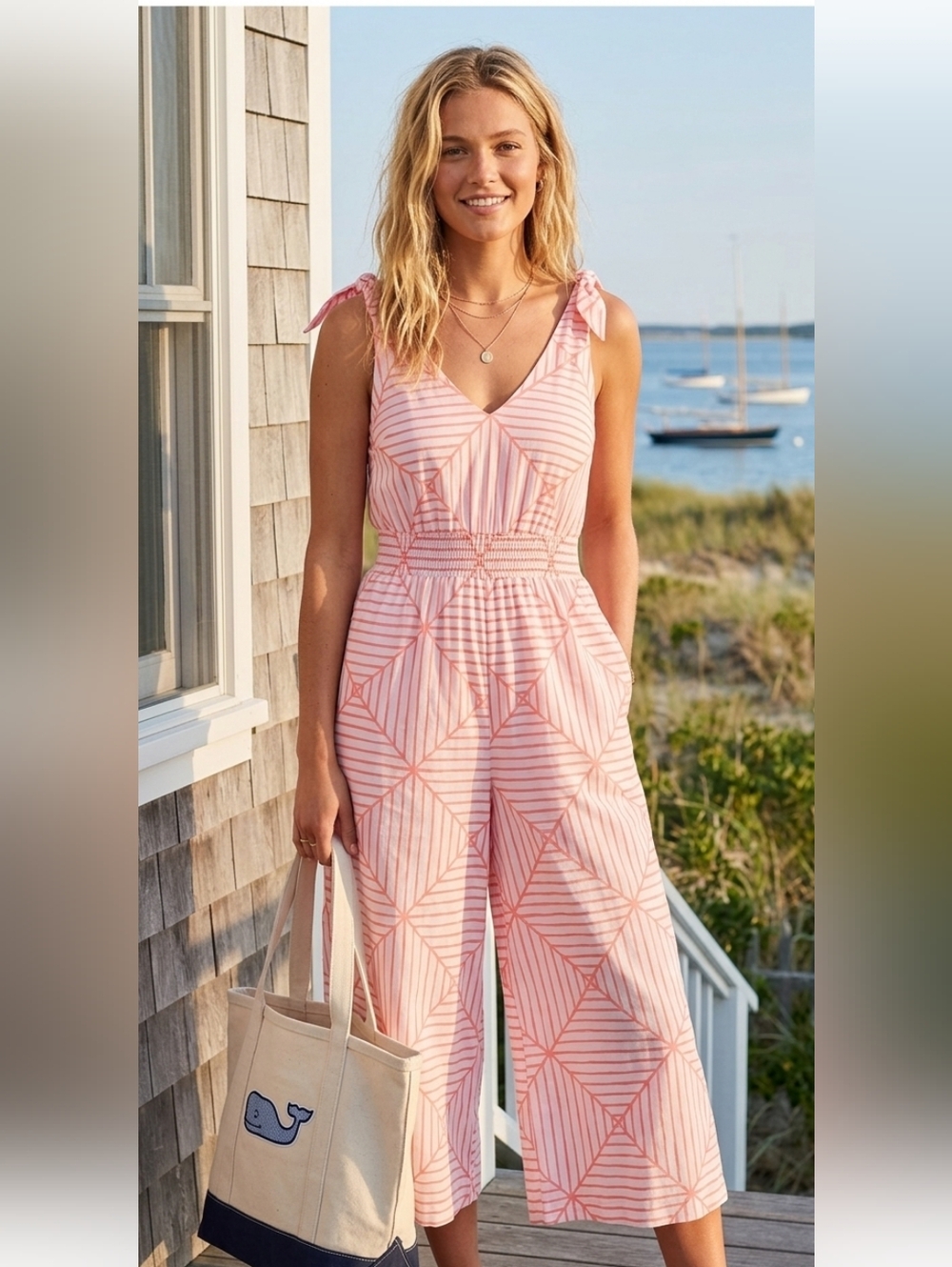 Vineyard Vines  Pink Printed Jumpsuit L